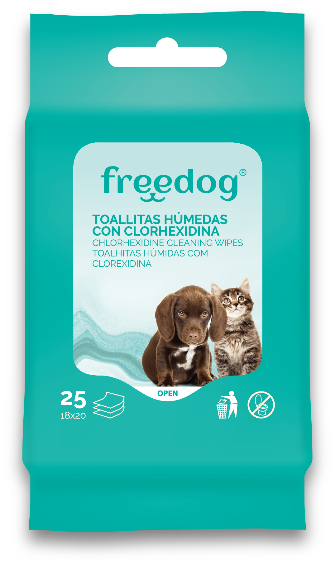 FREEDOG TOALLITAS CLORHEXIDINA POCKET 25UDS