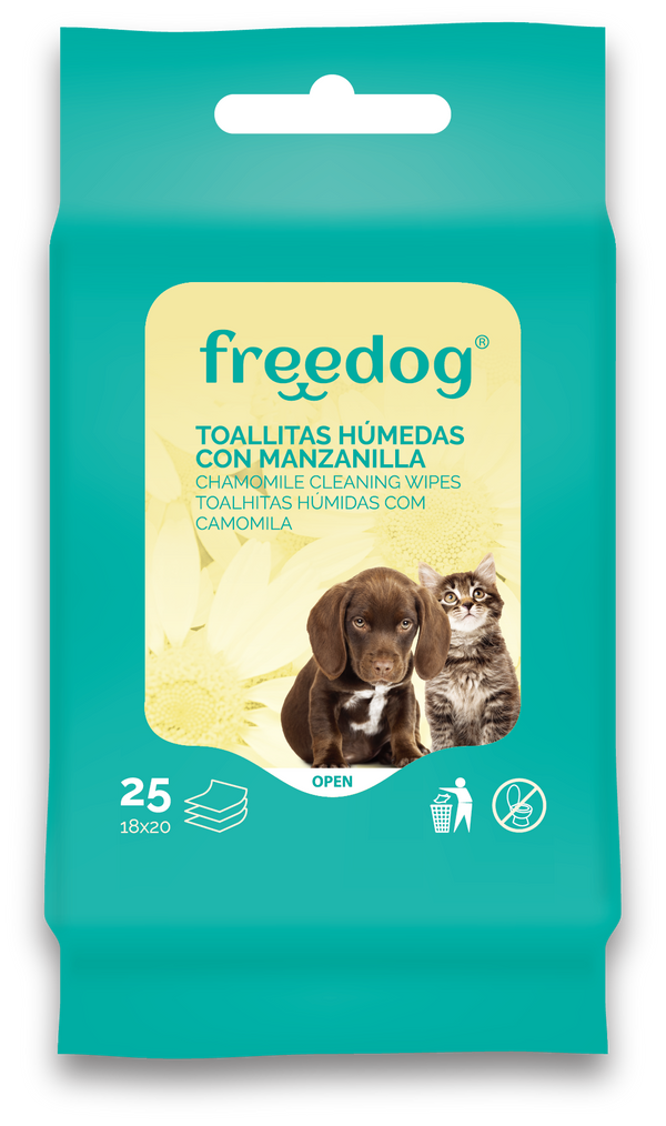Freeperro Toallitas Humedas Manzanilla Pocket 25 Ud 18X20Cm