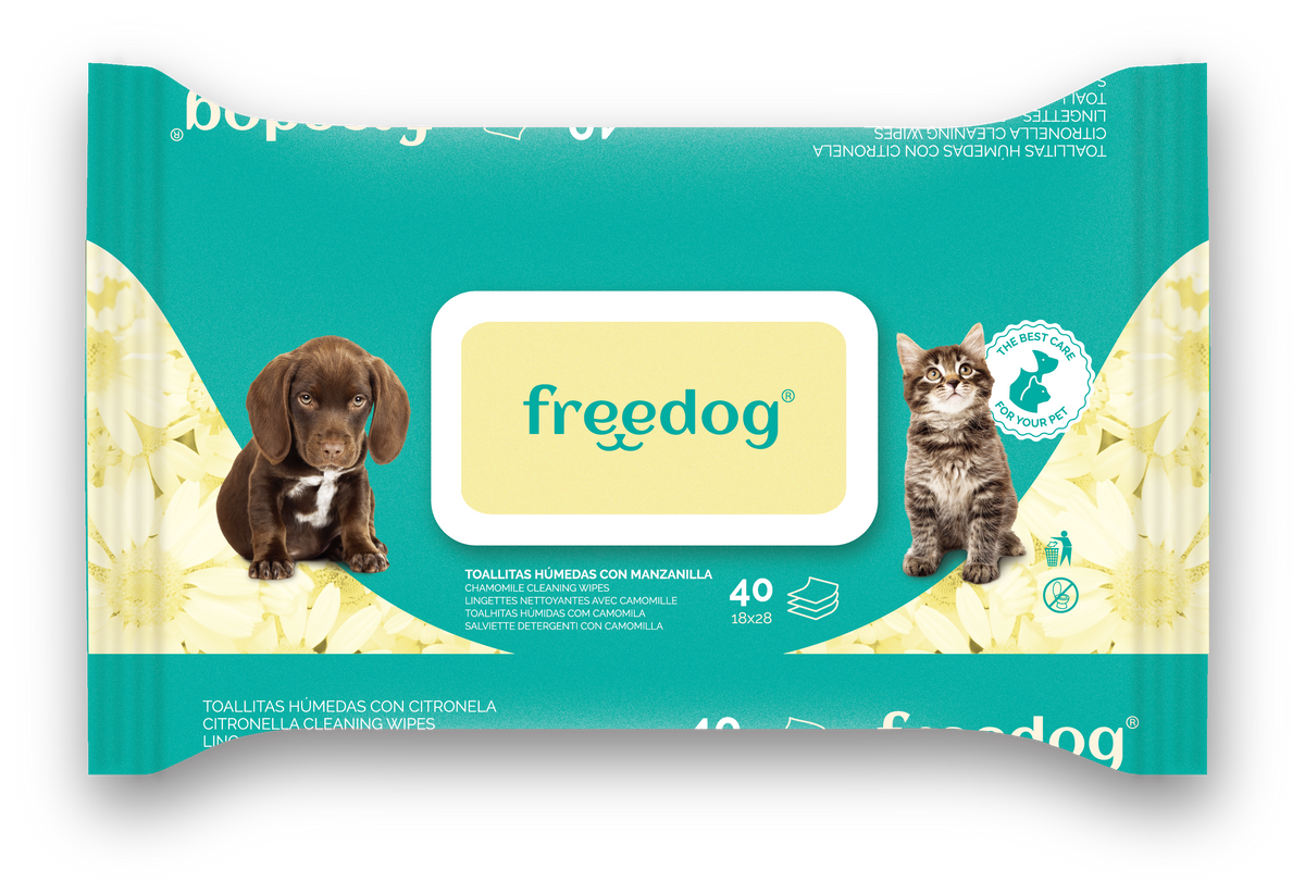FREEDOG TOALLITAS HUMEDAS MANZANILLA GD 40 UD 28 X 18CM