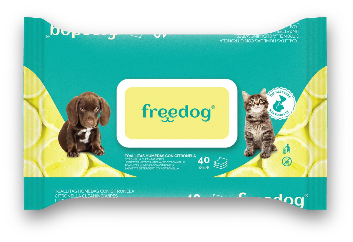 FREEDOG TOALLITAS HUMEDAS CITRONELA GDE 40 UD 28 X 18CM