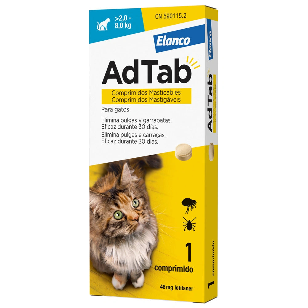 ADTAB 3 COMPRIMIDOS MASTICABLES ANTIPARASITARIOS GATO 2-8 KG