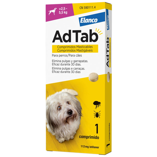 Adtab 3 Comprimidos Masticables Antiparasitarios Perro 2,5-5,5 Kg