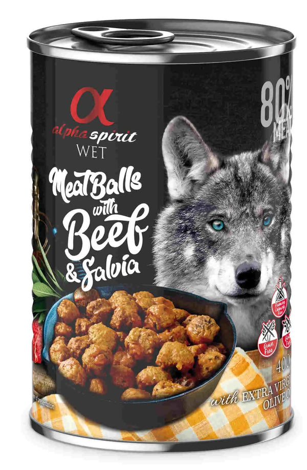 Alpha Spirit Perro Albondigas Buey Salvia Caja 6X400Gr