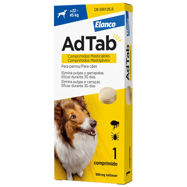 Adtab 1 Comprimido Masticable Antiparasitario Perro 22-45 Kg