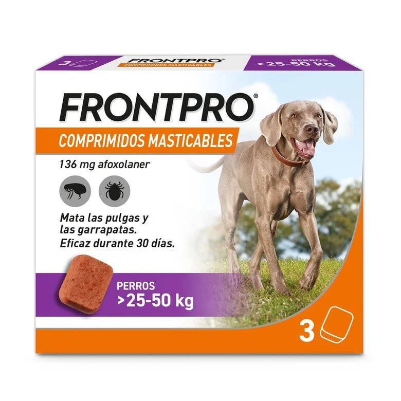 Frontpro 3 Comprimidos Masticables Antiparasitarios para Perros 25-50Kg