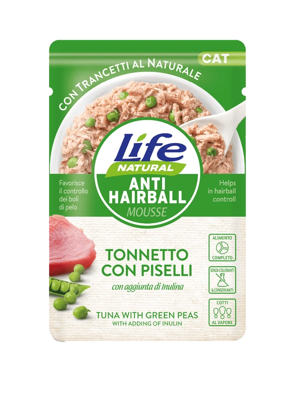 Life Natural Gatos  Atún con guisantes anti bolas de pelo  sobre 70gr