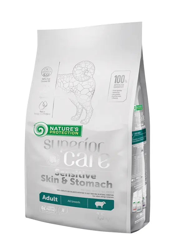 NATURE’S PROTECTION WHITE PERRO ADULT SENSITIVE SKIN STOMACH 1,5KG