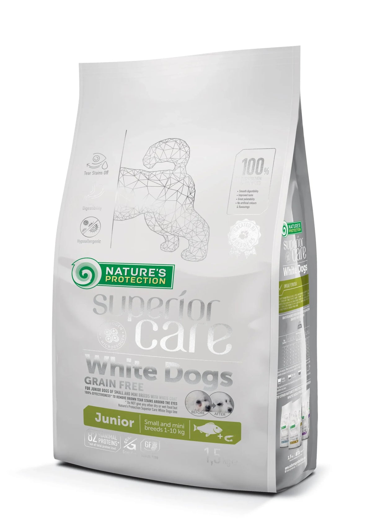 NATURE’S PROTECTION WHITE PERRO PUPPY SMALL GRAIN FREE PESCADO 1,5KG