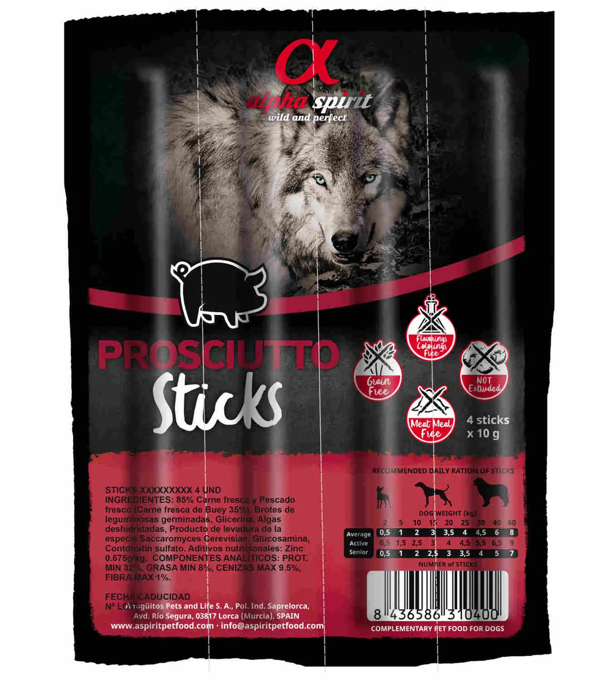 ALPHA SPIRIT CANINE BARRITAS JAMON 16X4UDS