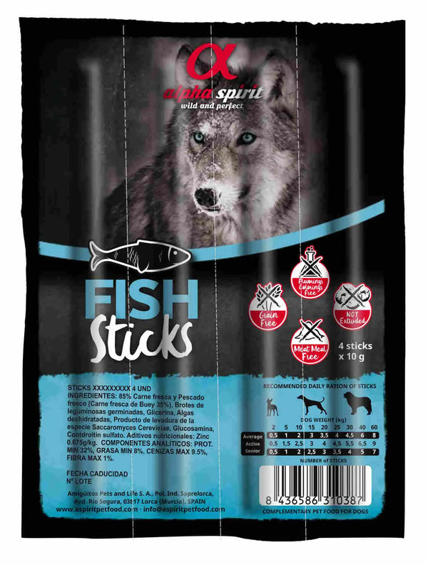 Alpha Spirit Perro Barritas Pescado 16X4Uds