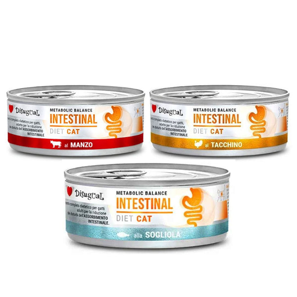 Disugual Intestinal Gato Pack 18X85Gr Varios Sabores: Ternera, Pavo Y Lenguado