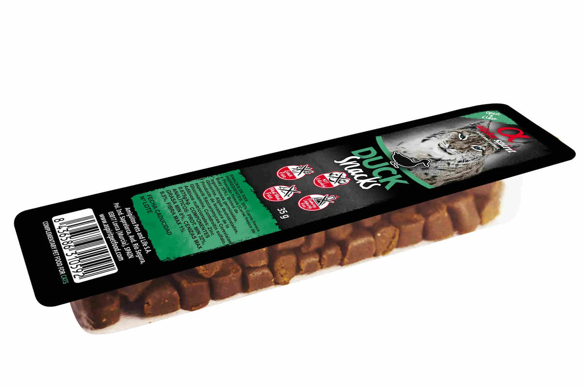 ALPHA SPIRIT FELINE PATO SNACKS 16X35GRS