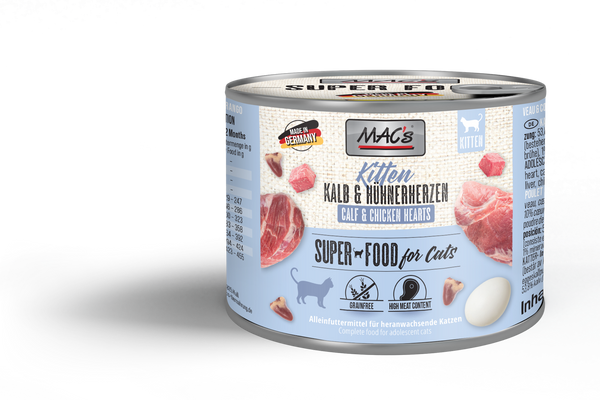 Mac’S Kitten Ternera Joven Y Corazones De Pollo 6X200G