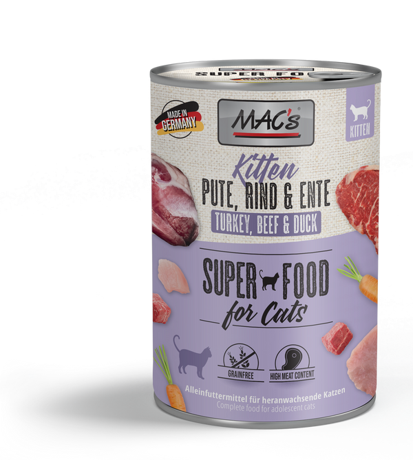 Mac'S Gato Kitten Ternera Joven Y Corazones De Pollo