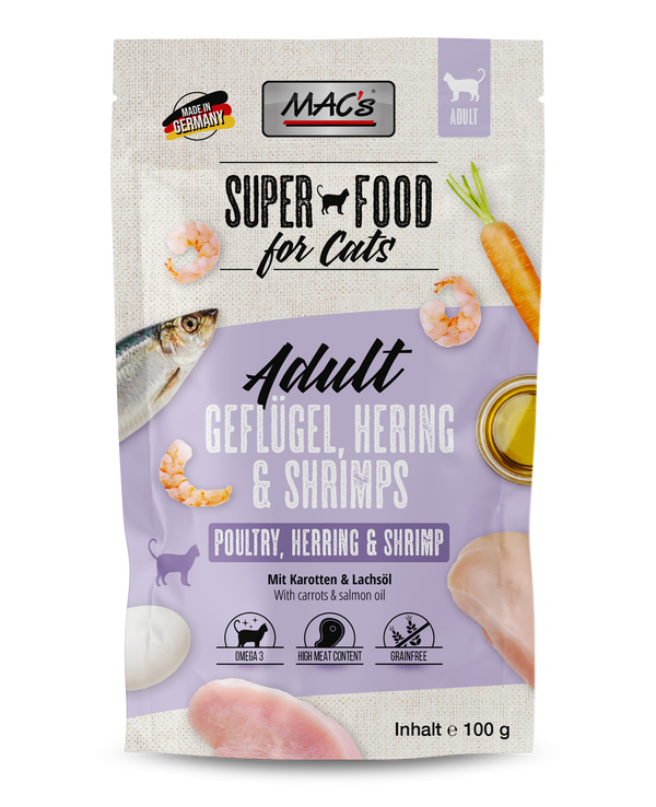 Mac’S Gato Pouch Aves, Arenque Y Gambas 100G