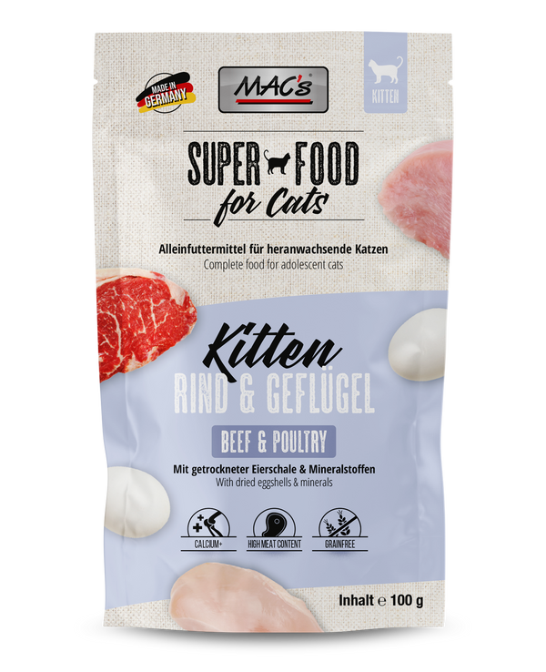Mac’S Gato Pouch Kitten Ternera Y Aves 100G