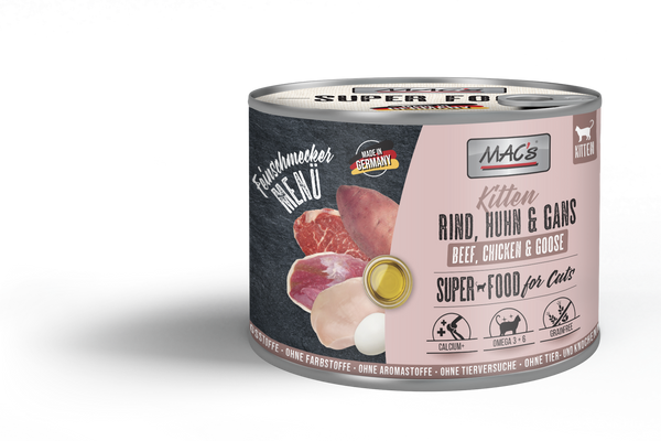 Mac’S Gato «Feinschmecker» Kitten Ternera, Pollo Y Ganso 200G