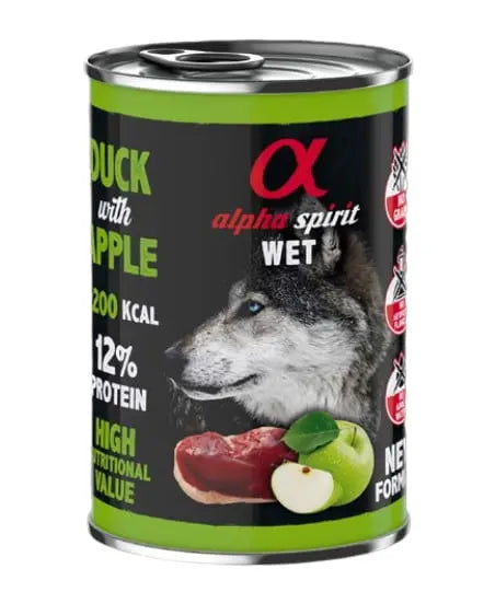ALPHA SPIRIT CANINE PATO C/MANZANA VERDE LATA 6X400GR