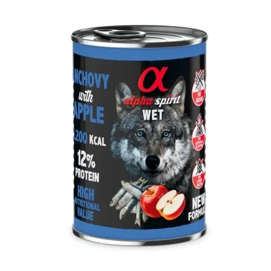 ALPHA SPIRIT CANINE BOQUERON C/MANZANA ROJA LATA 6X400GR