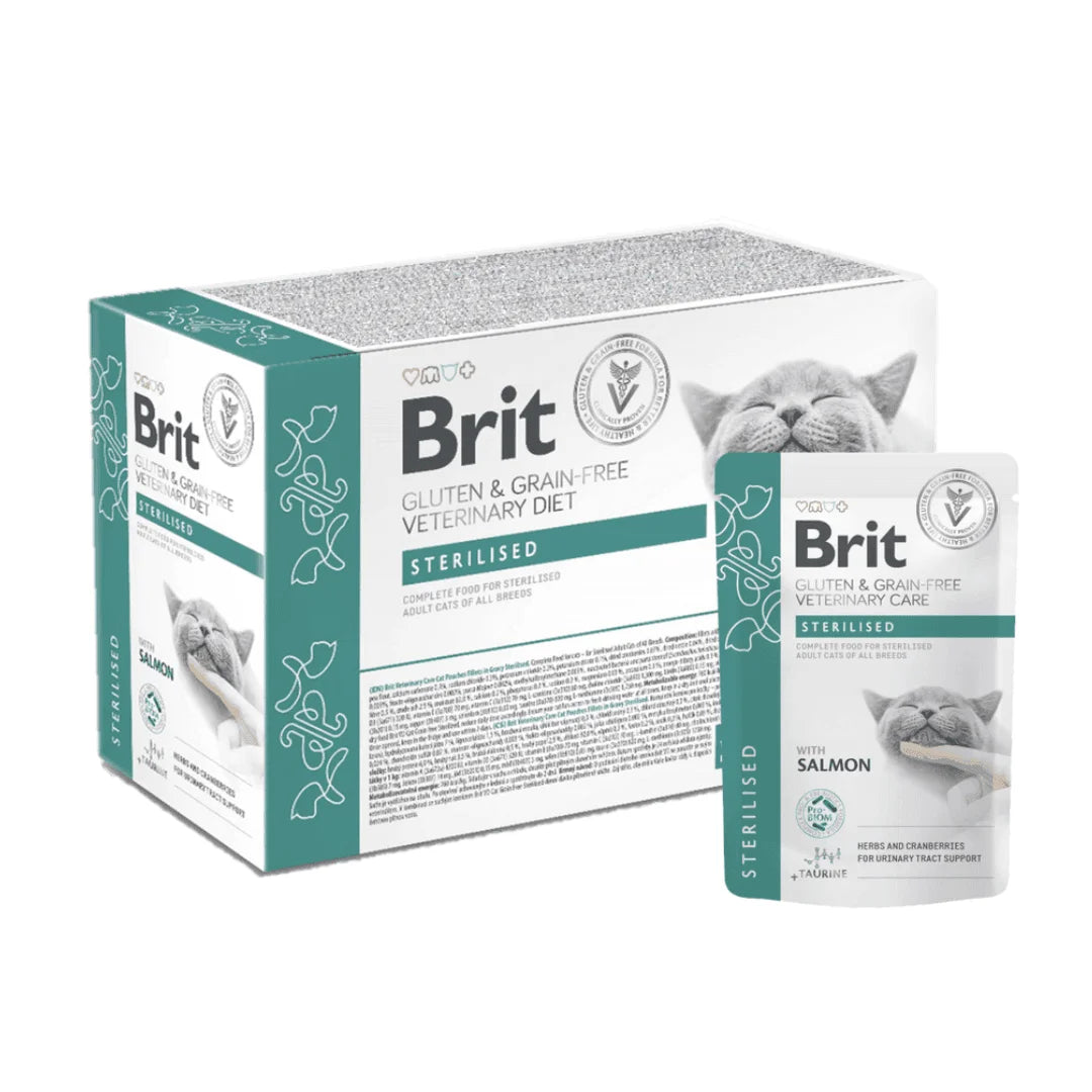 BRIT COMIDA HUMEDA GF CARE GATO POUCH FILETES EN SALSA ESTERILIZADO 12X85 G