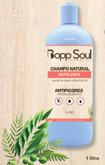 BOOP SOUL CHAMPÚ REPELENTE ACEITE DE NEEM Y ÁRBOL DEL TÉ ANTIPICORES HIPOALERGÉNICO 1L