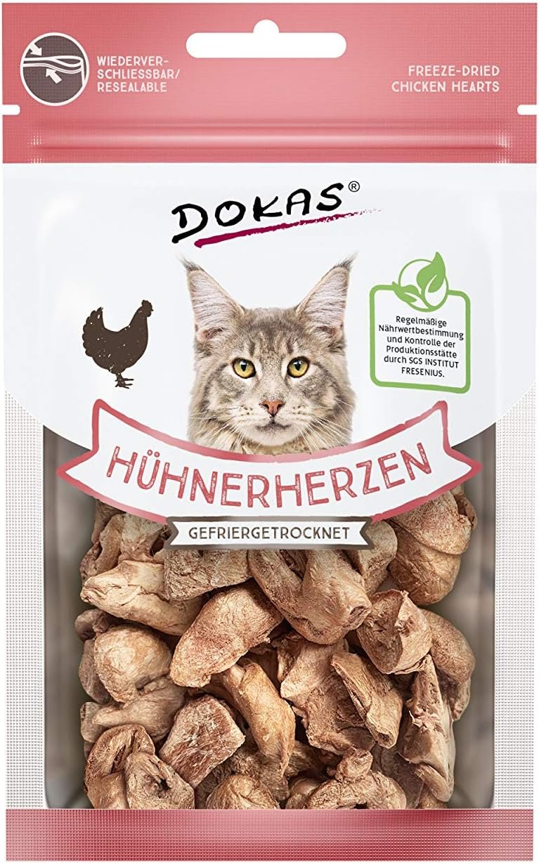 DOKAS gato corazones de pollo liofilizados 6x15gr