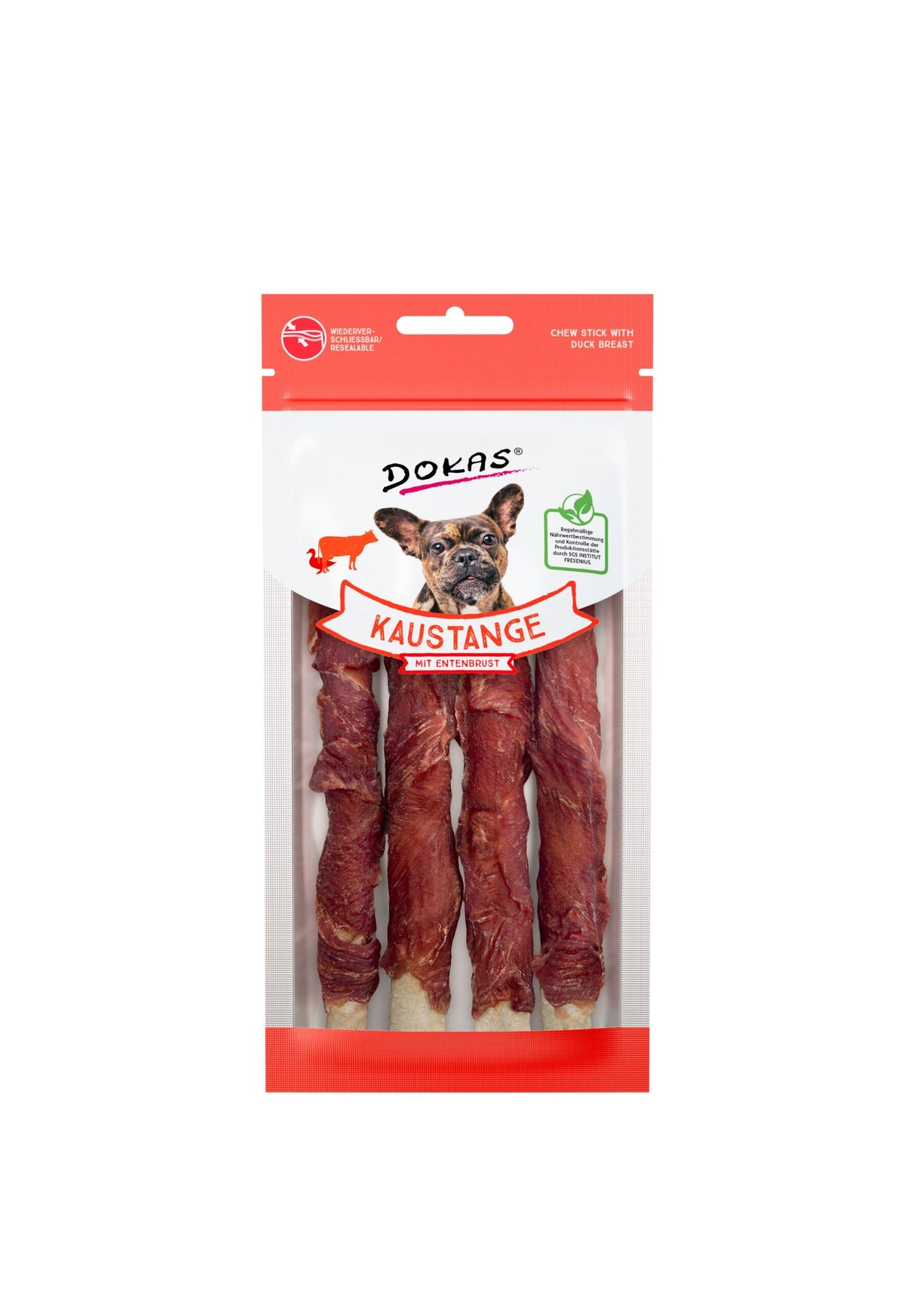 DOKAS Rollitos masticables de buey con pechuga de pato 10x50gr