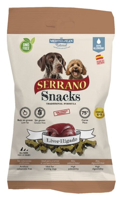 Mediterranean Natural Serrano Snacks Perro 12X100Gr Hígado