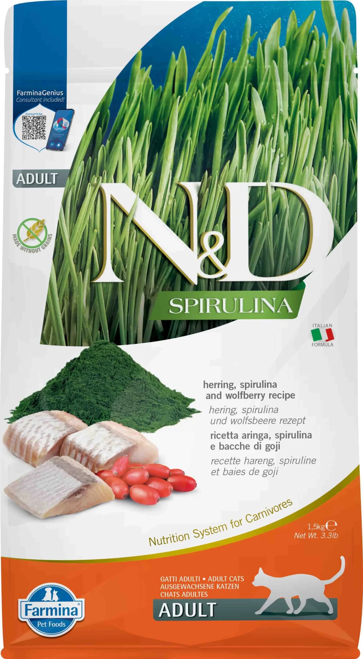 FARMINA ND GATO SPIRULINA ARANQUE 1,5KG