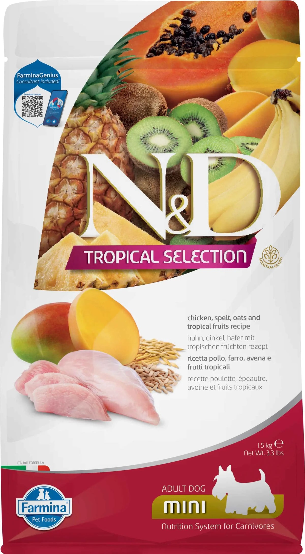 FARMINA ND PIENSO PERRO TROPICAL SELECTION MINI POLLO 1,5KG