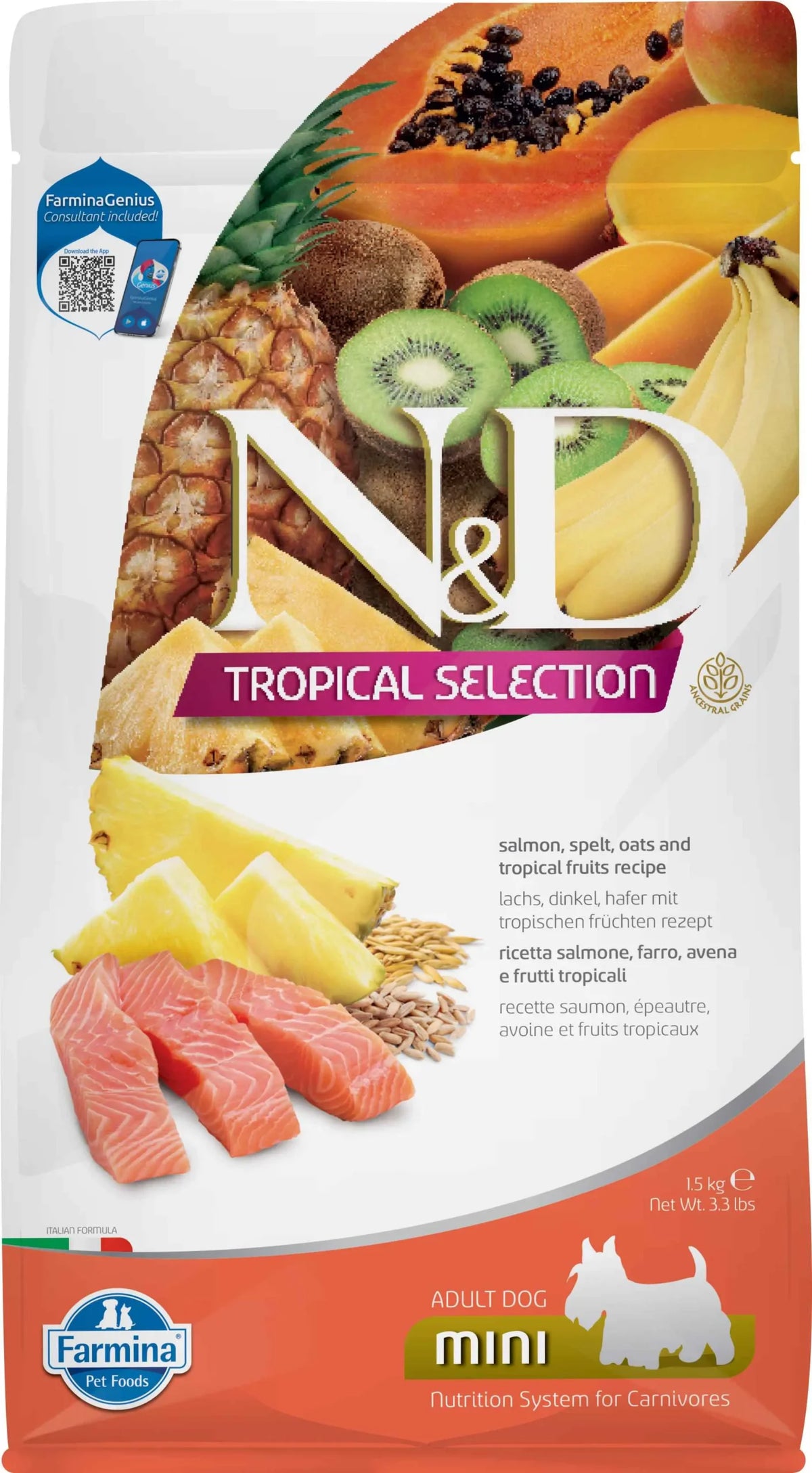 FARMINA ND PIENSO PERRO TROPICAL SELECTION MINI SALMON 1,5KG