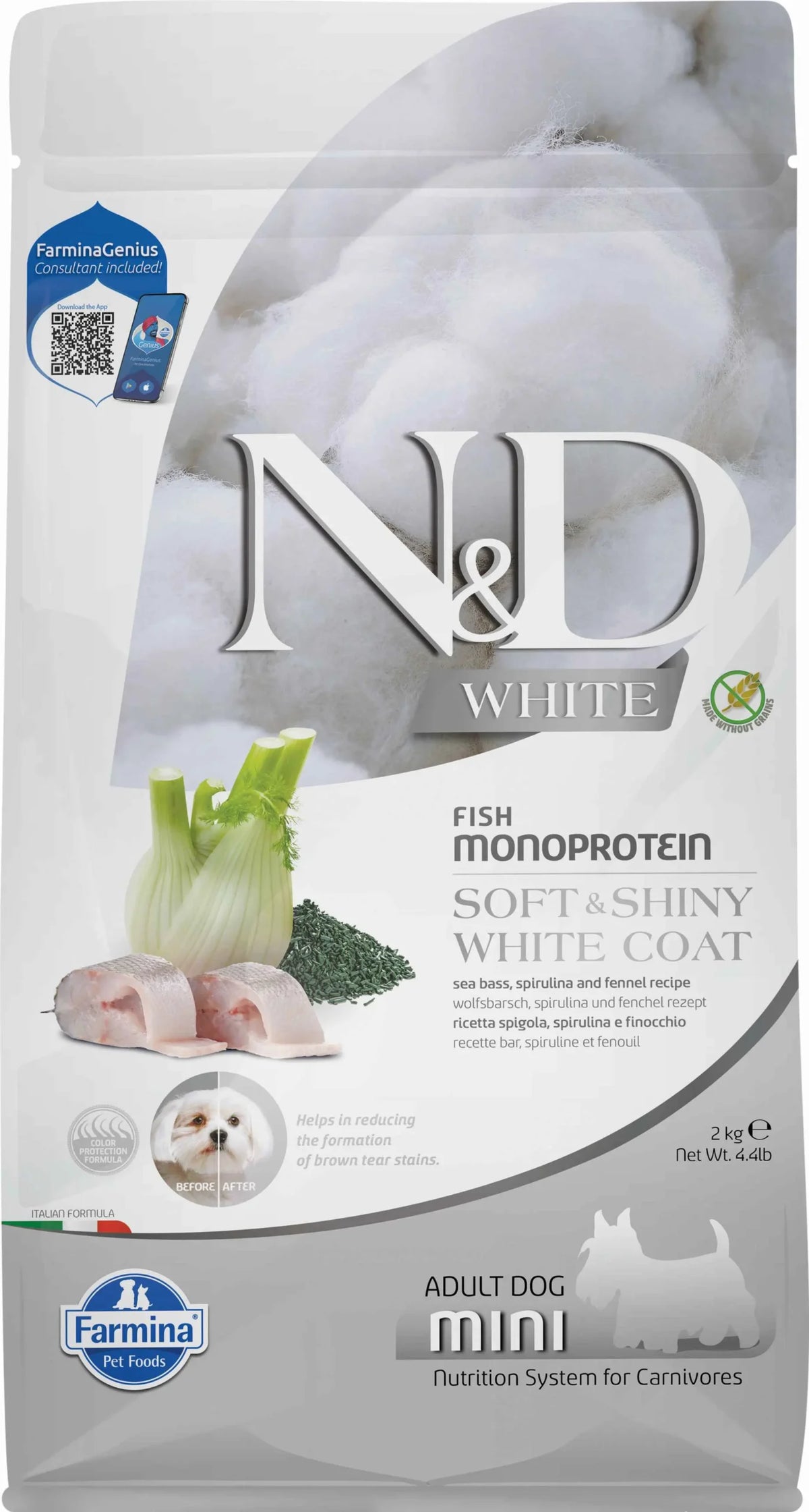 FARMINA ND WHITE PIENSO PERRO LUBINA SPIRULINA MINI 2KG