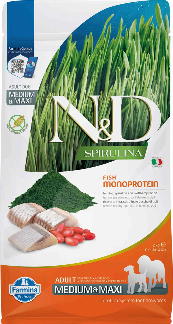 Farmina Nd Perro Spirulina Medium Maxi 2Kg Arenque