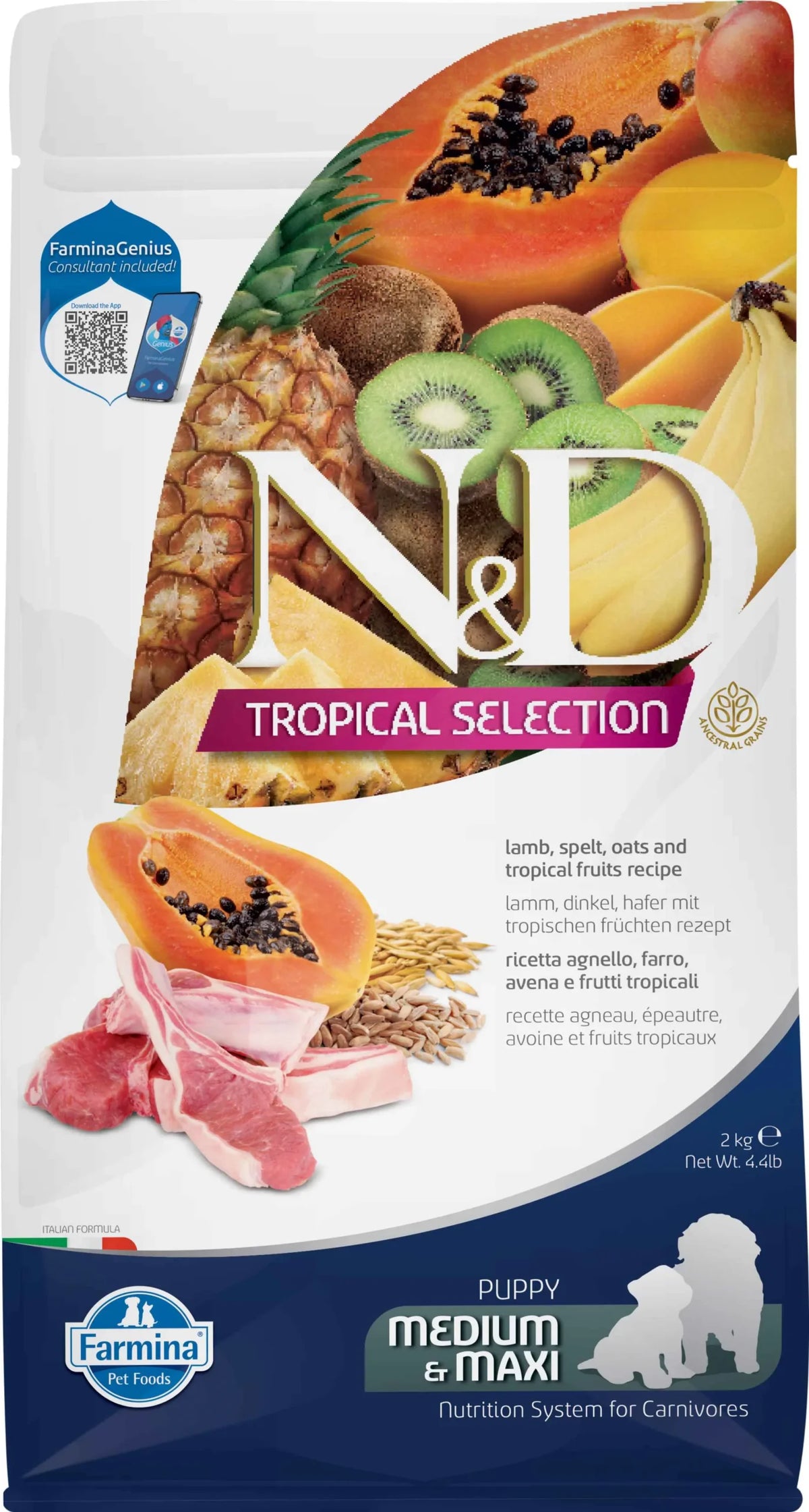 FARMINA ND PERRO PUPPY TROPICAL SELECTION MED MAXI CORDERO 2KG