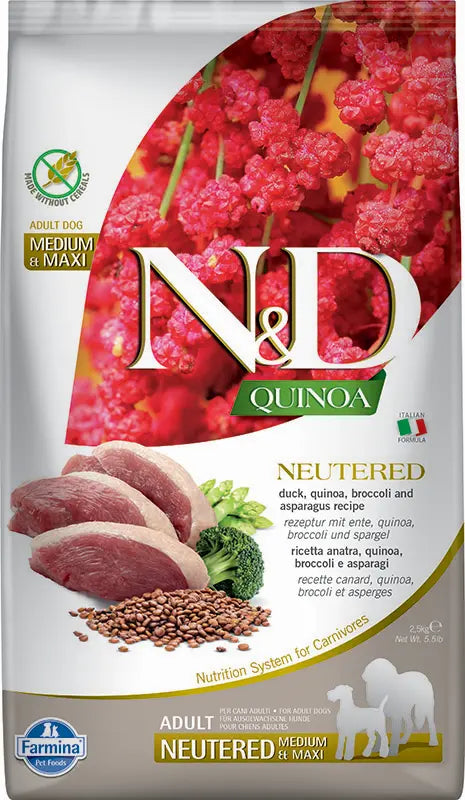 FARMINA ND PERRO QUINOA NEUTERED PATO MEDIUM MAXI 2,5KG