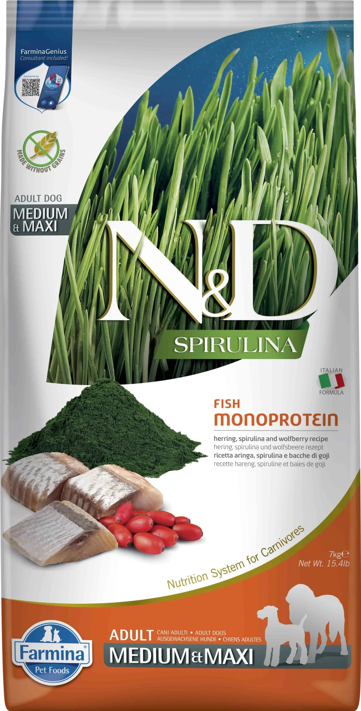 FARMINA ND PERRO SPIRULINA MEDIUM MAXI ARENQUE 7KG