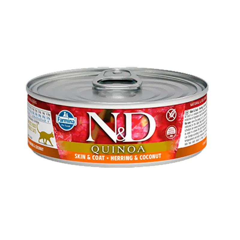FARMINA ND GATO QUINOA SKIN COAT ARENQUE CAJA 24X80GR