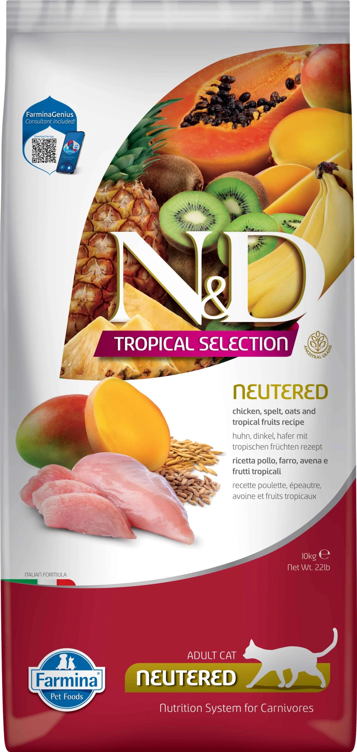 FARMINA ND GATO TROPICAL SELECTION NEUTERED POLLO 10KG