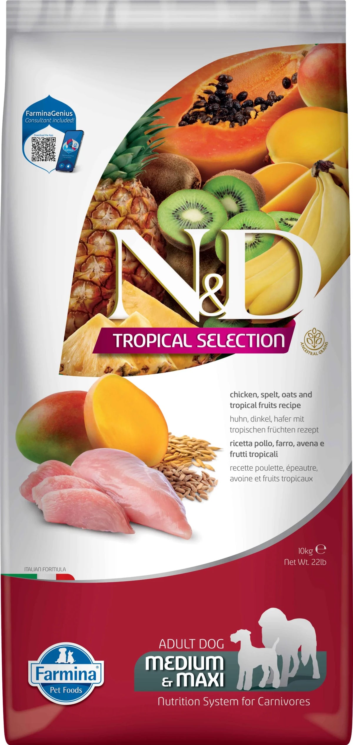 FARMINA ND PIENSO PERRO TROPICAL SELECTION MED MAXI POLLO 10KG