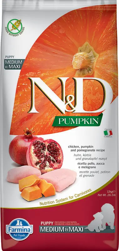 FARMINA ND PERRO PUPPY PUMPKIN MEDIUM MAXI POLLO 12KG
