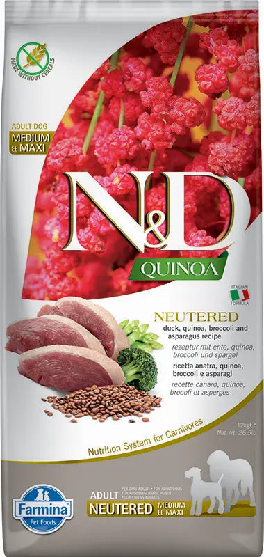 FARMINA ND PERRO QUINOA NEUTERED PATO MEDIUM MAXI 12KG