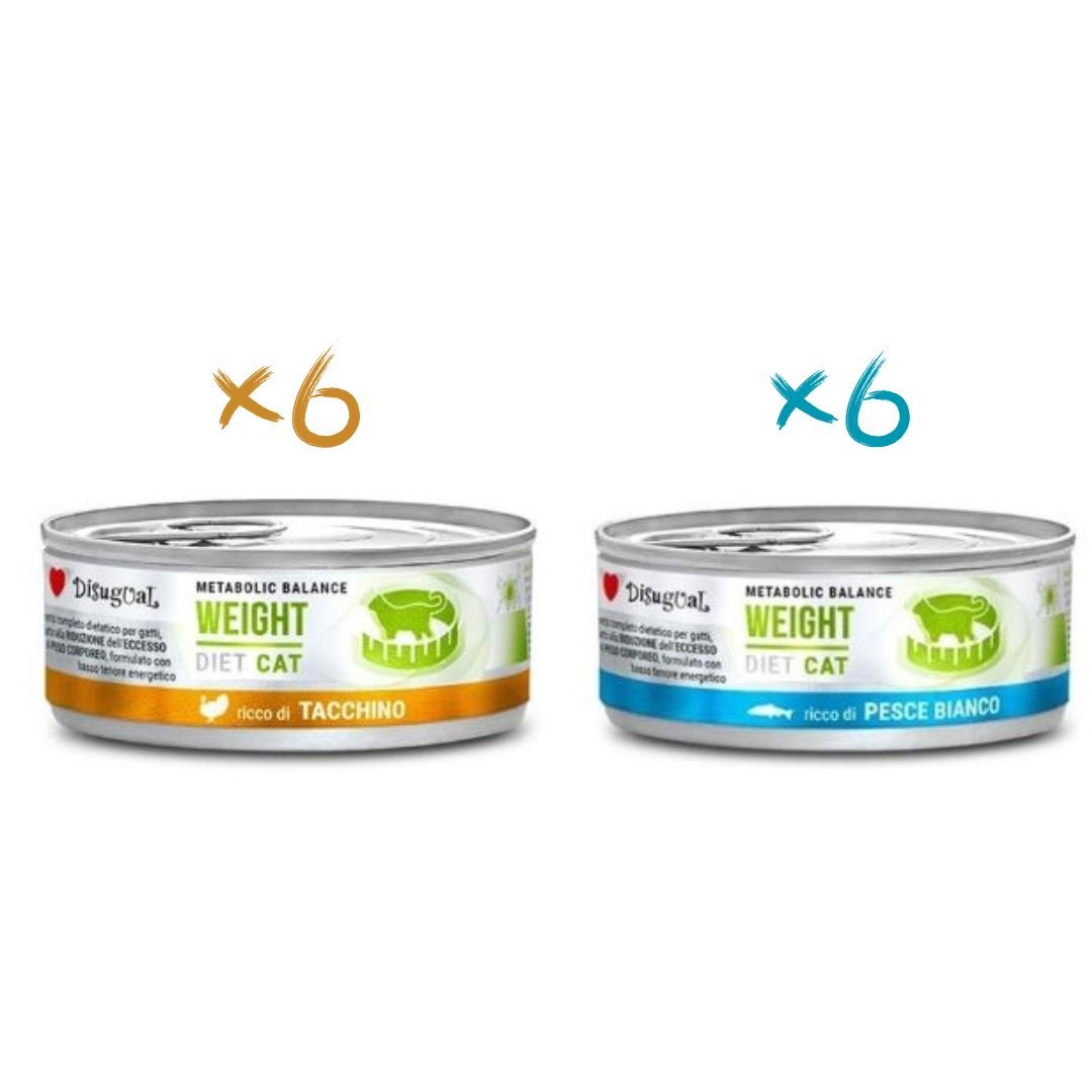 Disugual Weight Gato Pack 12x85Gr Varios Sabores: Pescado blanco y Pavo