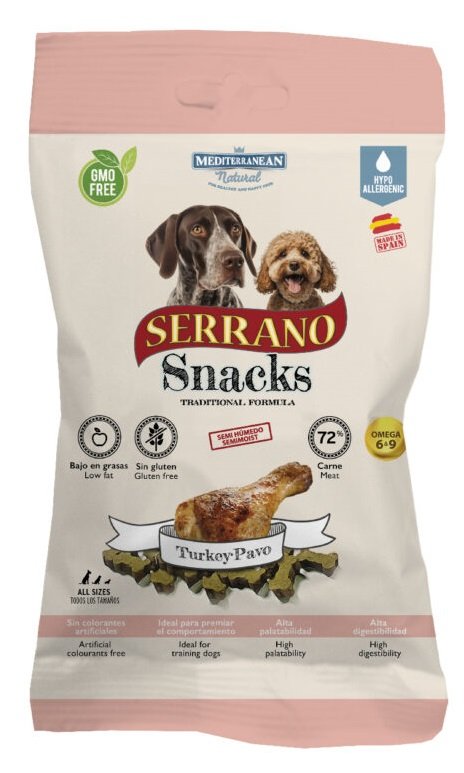 Mediterranean Natural Serrano Snacks Perro 12x100Gr Pavo