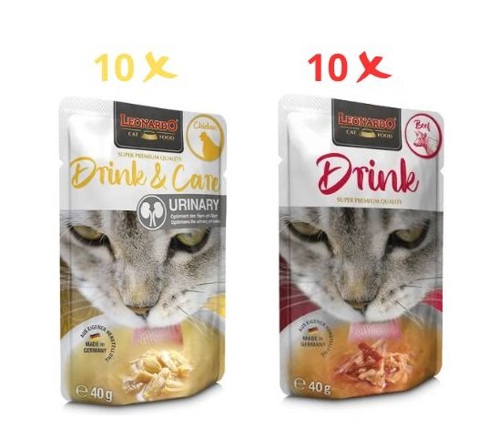 Leonardo Gato Drink 20X40Gr Pack 10 Pollo Urinario Care 10 Ternera