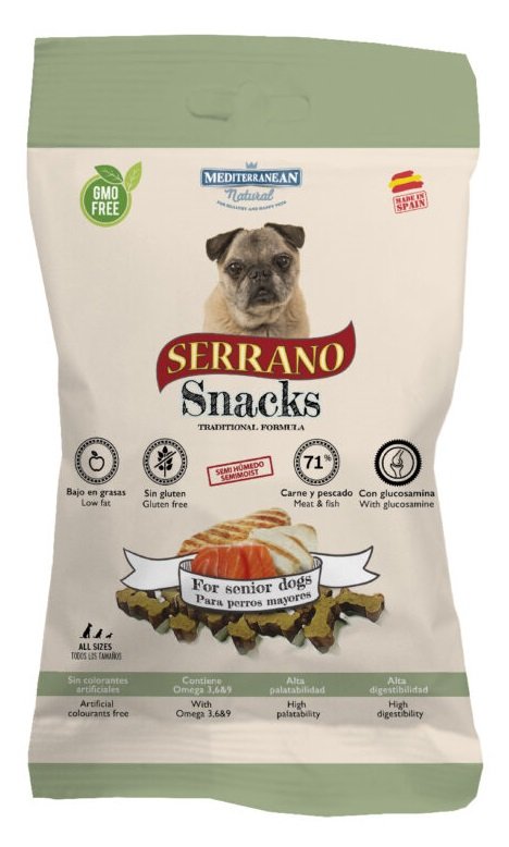 Mediterranean Natural Serrano Snacks Perro 12X100Gr Sénior Para Mayores