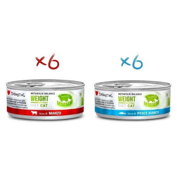 Disugual Weight Gato Pack 12X85Gr Varios Sabores: Ternera Y Pescado Blanco