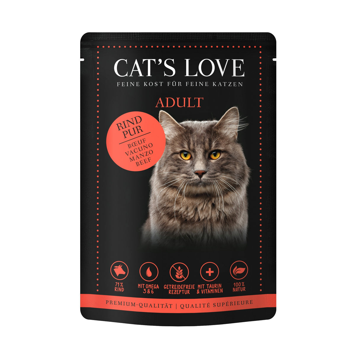 CAT’S LOVE ALIMENTO COMPLETO ADULT PURO TERNERA 85GR