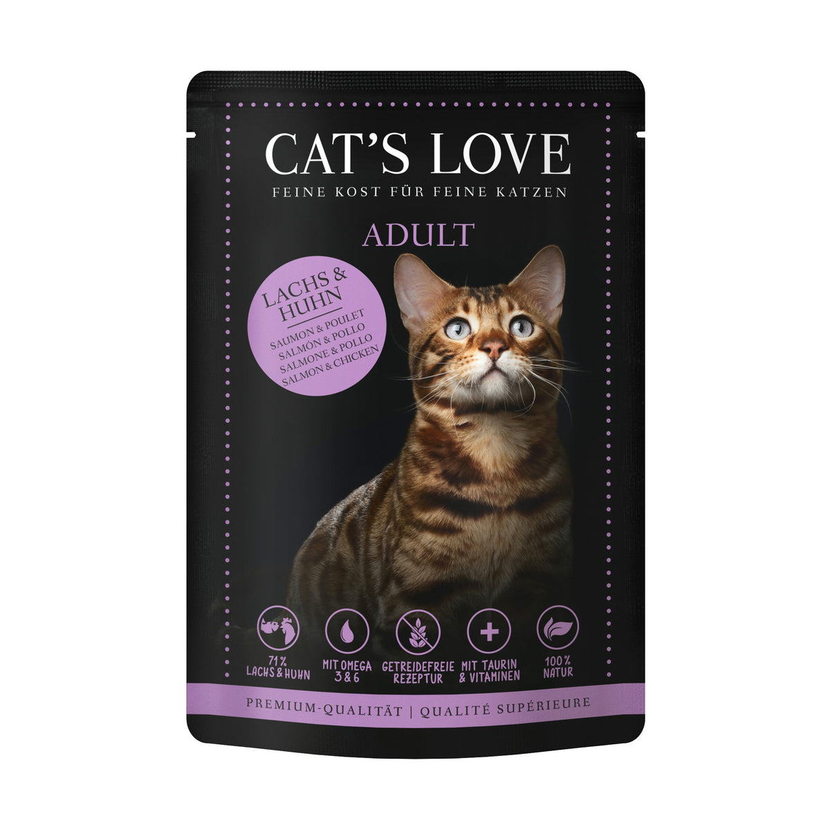 CAT’S LOVE ALIMENTO COMPLETO ADULT SALMÓN Y POLLO 85GR
