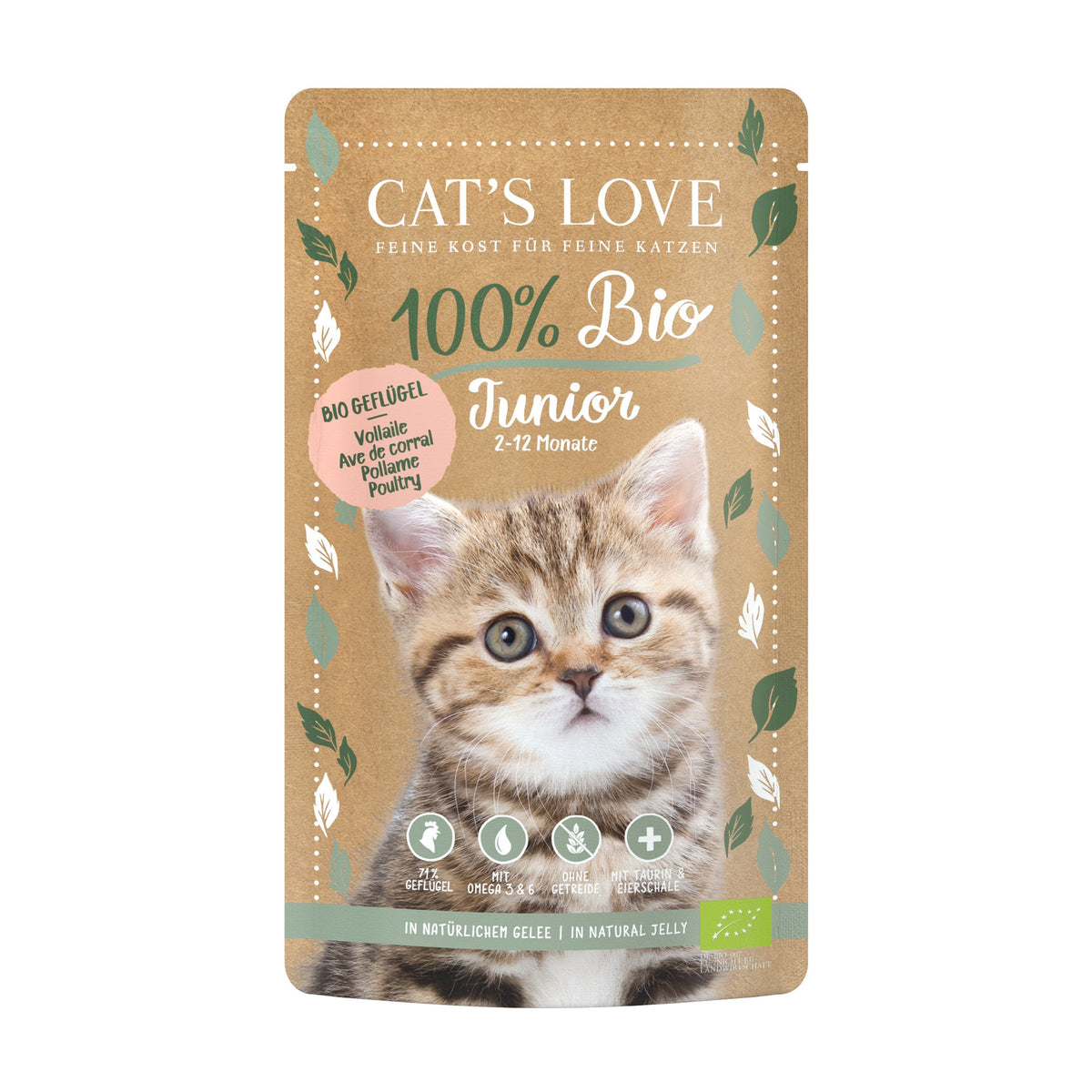 CAT’S LOVE  KITTEN ALIMENTO COMPLETO AVES DE CORRAL 6X100GR