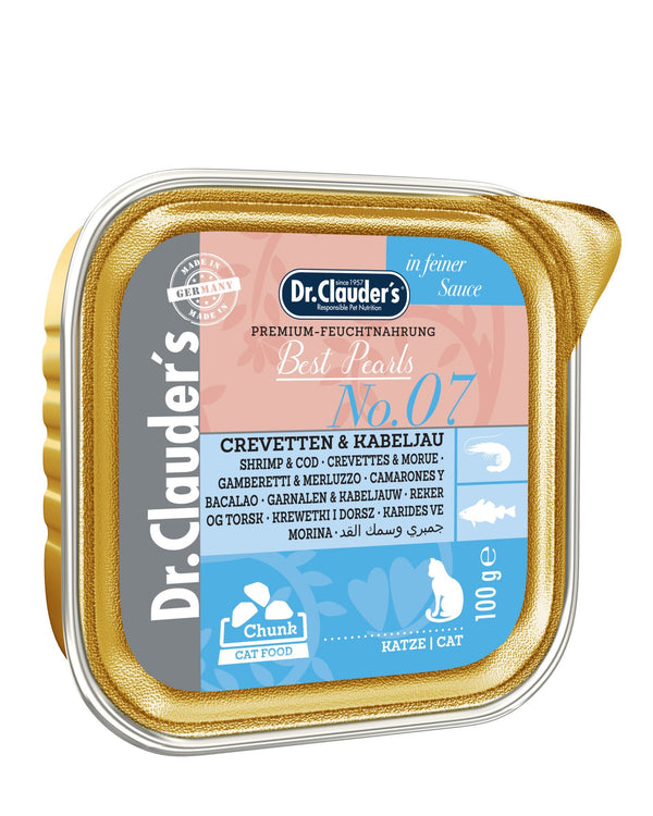 Dr.Clauder’S Húmedo Best Pearls En Salsa Camarones Y Bacalao 32X100Gr Gato